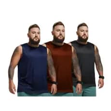 KIT 3 REGATAS MASCULINAS PLUS SIZE CORRIDA ACADEMIA