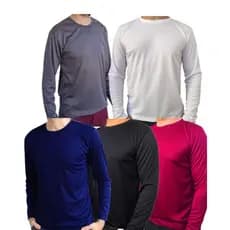 Kit 5 Camiseta Dry Fit Manga Longa Lisa Masculina Moda Esportiva Academia Exercícios Treino Esportes