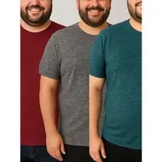 Kit 3 Camisetas PLUS SIZE MESCLA. Uso casual e esportivo. Curve.