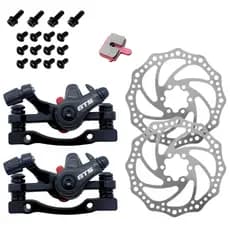 Kit Pinça Freio A Disco Mecânico Para Bike Bicicleta 160mm GTS Com Pastilha Quadrada Aro 26 - 29