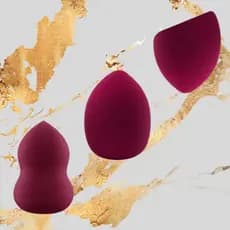 Kit Com 3 Esponjas Maquiagem Roxa Chanfrada Blender E Gota 365-053-123