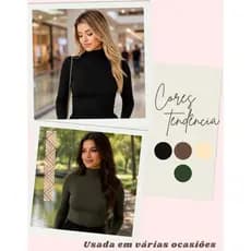 Blusa Cacharrel Gola Alta termica Segunda Pele Confortável Feminina Manga Longa Básica Outono Inverno Versátil Lisa