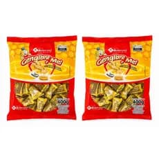 Pack 2 Pacotes Bala de Gengibre e Mel Natural Soberana 800g - Alívio Garganta Kit Econômico