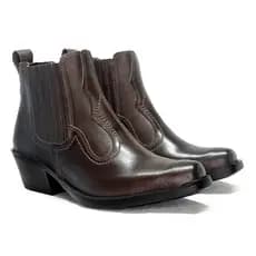 Bota Botina Country Masculina em Couro Preto Bico Fino Kapell Cor Cafe Caterpillar