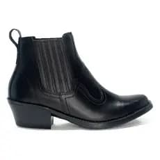 Bota Botina Country Masculina Feminina em Couro Preto Bico Fino Kapell Cor Preto Caterpillar