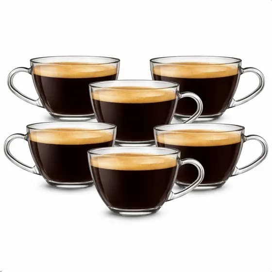 Jogo 6 Xícaras de Vidro Transparente 200ml Café Chá Cappuccino conjunto xícaras alça bebidas quentes