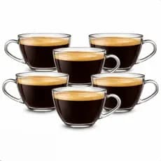 Jogo 6 Xícaras de Café Vidro 90ml Conjunto de Xicara Chá e Cappuccino