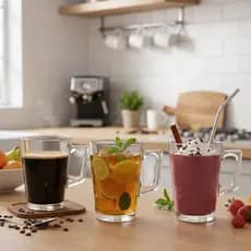 Conjunto 3 Canecas de Vidro Transparente com alça 200 ml para Café, Chá, Cappuccino, Xicara de vidro