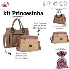 Kit Bolsa Grande+Pequena Divisorias Alça Transversal Alça Reforçada+Papel de Presente