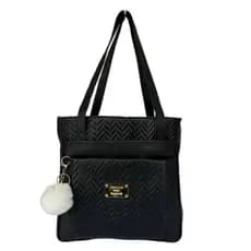 Bolsa Feminina Grande com Compartimento de Ombro Reforçada + PomPom Trabalho Cabe Notebook Mulheres