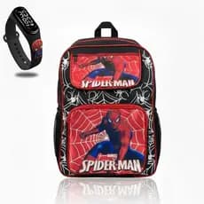 Kit Mochila Escolar Homem Aranha + Relógio Digital Infantil Personagem Escola Menino Volta as Aulas