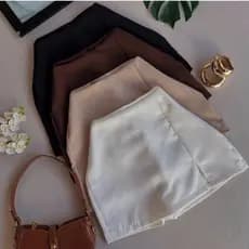 Short saia feminino short saia alfaiataria social com fenda na perna tendência candy color