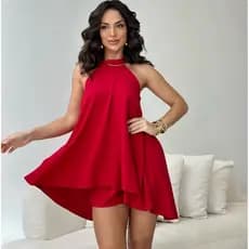 Conjunto Feminino  Duna  Frente Única Estilo Vestido Macaquinho  Soltinho Com Decote nas Costa Tendência