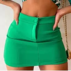 Short Saia Feminino Alfaiataria Cintura Alta botão Promoção Tendência 2025, Elegante e sofisticado