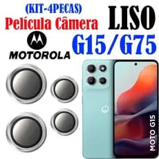 KIT(4*Pecas)Película De Câmera Liso G15/G75 Motorola Anel De Metal Protetors De Lentes Vidro Temperado