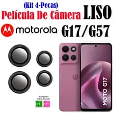 KIT(4 Pecas)Película De Câmera Liso G17/G57 Motorola Com Anel De Metal Protetors De Lentes Vidro Temperado