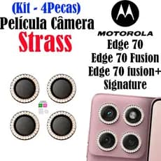 (KIT 04X)Película Câmera Strass Edge 70/Edge 70 FUSION/Edge 70 FUSION+/Signature Protetor Da Lente Diamonte Colorido