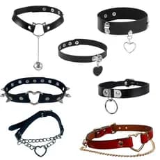 Choker Coleira Gargantilha Couro Argola Corrente 6 Opcoes