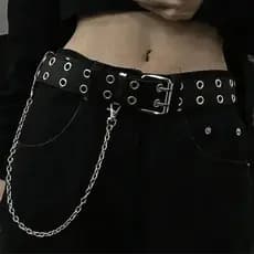 Cinto Ilhós Duplo Acessório Alça Gótico Moda Alternativa Punk Rock Metal