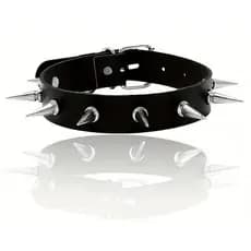 Coleira Couro Luxo com Spikes Choker Gargantilha Colar Style Moda Alt