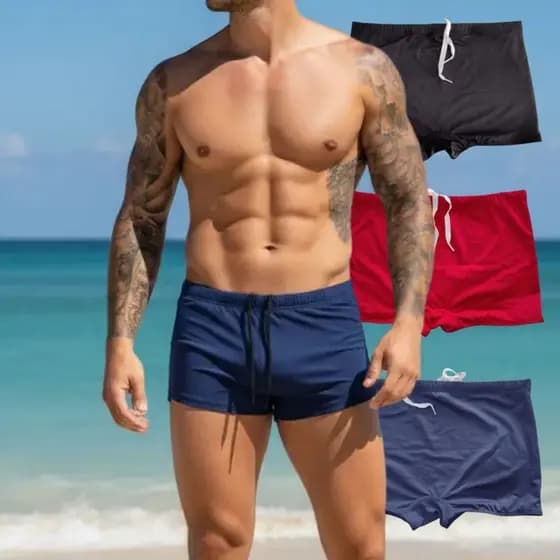 Sunga Masculina Boxer UV50+ Para Natação Confortável