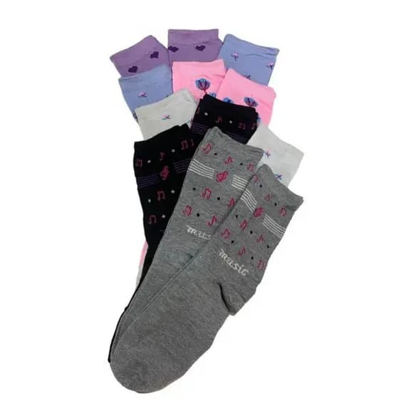 Kit 12 Pares de Meias Feminina  Cano Longo Cores e modelo Variadas