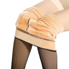 Meia-Calça Térmica Forrada Peluciada Translúcida P-G de Lã Legging Grossa Inverno Quente Feminina