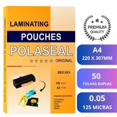 Polaseal A4 220x307 0.05 - Plástico Para Plastificação Pouch Film 125 micras 50 Folhas