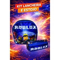 Kit Lancheira + Estojo Infantil Roblox Escolar Menino Resistente