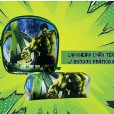 Kit Lancheira Infantil Hulk + Estojo Escolar Menino (Não Térmica)