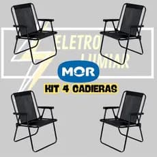 KIT 4 Cadeiras Alta Camping Praia Alta Mor All Black - Suporta 110kg cada