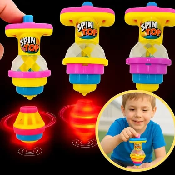 PIÃO GIROSCÓPIO COM LED GRANDE 11CM BRINQUEDO INFANTIL SUPER GIRO