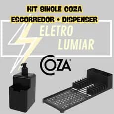 KIT SINGLE ESCORREDOR DE LOUÇAS + DISPENSER DE DETERGENTE COM SUPORTE PARA ESPONJA COZA