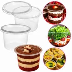24un Pote Redondo c/ Tampa 140/250/500/1000ml (bolo, congelar, gelatina, sopa)