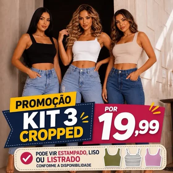 kit3 Cropped  alça Envio Rápido Promoção shopee por tempo limitado envio rápido peças aleatória