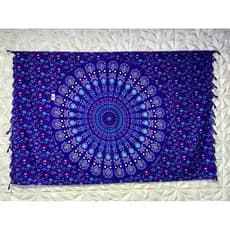 Canga de Praia e Saida de Praia Feminina Tecido sintéticoPoliéster Mandala Indiana Azul Royal