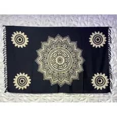 Canga de Praia Grande Feminina Unissex Saída de Praia Toda em Poliéster Mandala Flower Fundo Bege