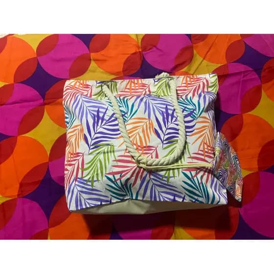 Bolsa de praia Tecido Em Poliéster colorida Flores Diversas