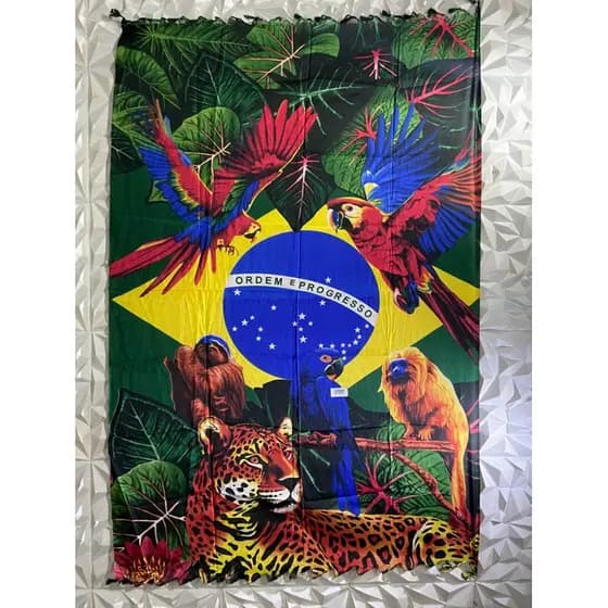 canga de Praia Brasil copa animais floresta tecido em poliester