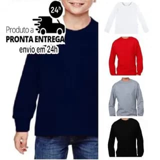Kit 3 Camiseta Básica Camisetinha Manga Longa Infantil Juvenil Menina Menino Unissex Cores Sortidas
