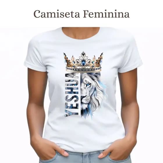Camiseta T-shirt Feminina Babylook Leão de Judá Blusa Estampada Moda Gospel Estilosa Casual