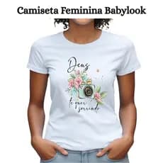 Camiseta T-shirt Feminina Babylook Blusa Estampada Moda Estilosa Casual Evangélica Várias Estampas