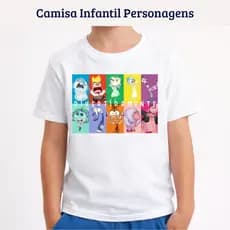 Camiseta Camisa Blusa Infantil Juvenil Poliéster Personagens do Filme Divertidamente Vários Modelos