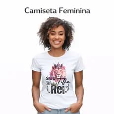 Camiseta T-shirt Babylook Poliester Feminina Blusa Estampada Leão Judá Gospel Moda Estilosa Casual