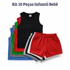 Kit 10 Peças Infantil Bebe 5 Tapa Fralda e 5 Camiseta Regata Lisas Estampadas Menina Menino Enxoval