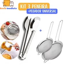 Pegador de Universal com 2 Peneiras 100% aço Inox para Legumes Arroz Cozinha Restaurantes Buffet Bar Casa