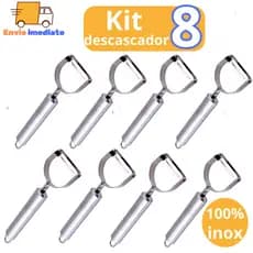 Kit 8 Descascadores de Legumes 17,5cm Batatas Frutas de Aço Inox Descascador de Legumes Inox Descascador de Legumes e Fr