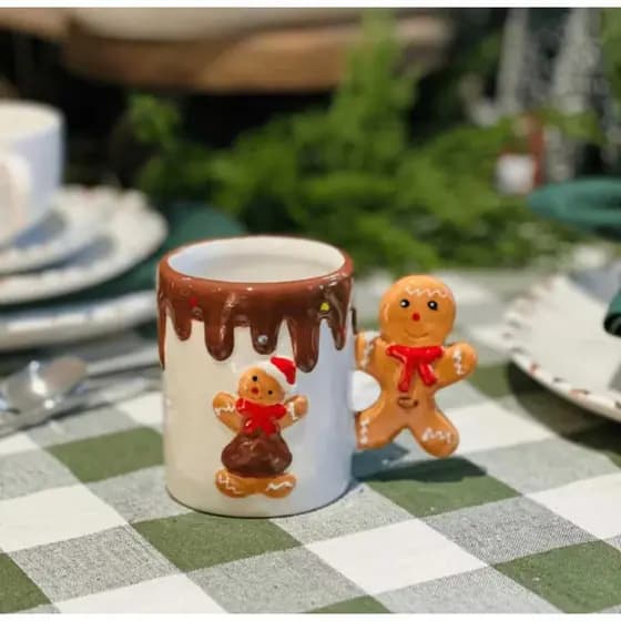 Canecas Natalinas de Cerâmica Gingerbread
