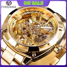 Forsining Moda Transparente Retro Relógio Mecânico Automático Dos Homens Top Marca De Luxo Completa Ouro Mãos Luminosas Relógio Esqueleto