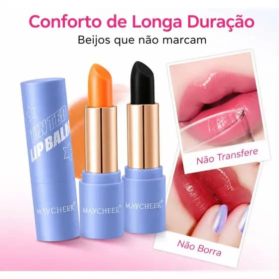 Batom Efeito Natural Maycheer Cor Suave Longa Duração Uso Diário